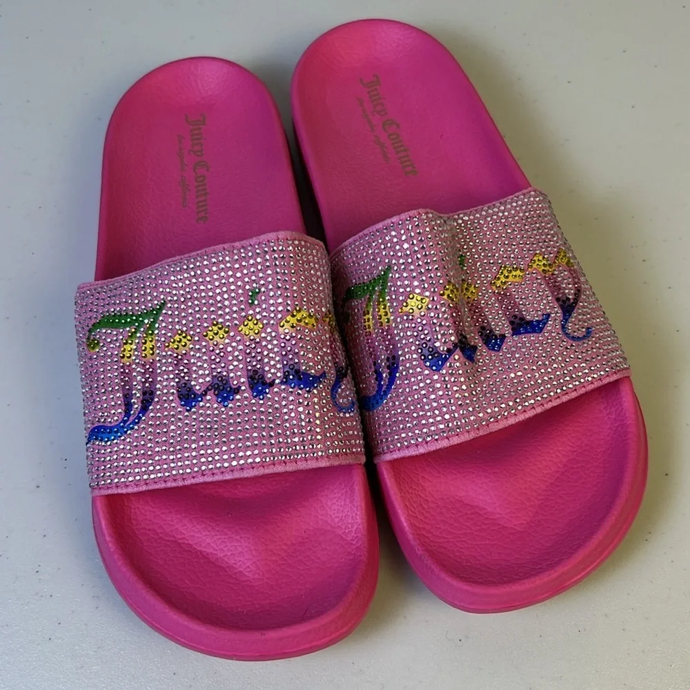 Juicy‎ Couture WOMEN'S WANDER RHINESTONE SANDALS WOMEN'S IN PINK RAINBOW Size 9 - Picture 2 of 15